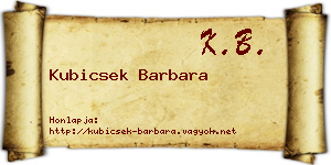Kubicsek Barbara névjegykártya